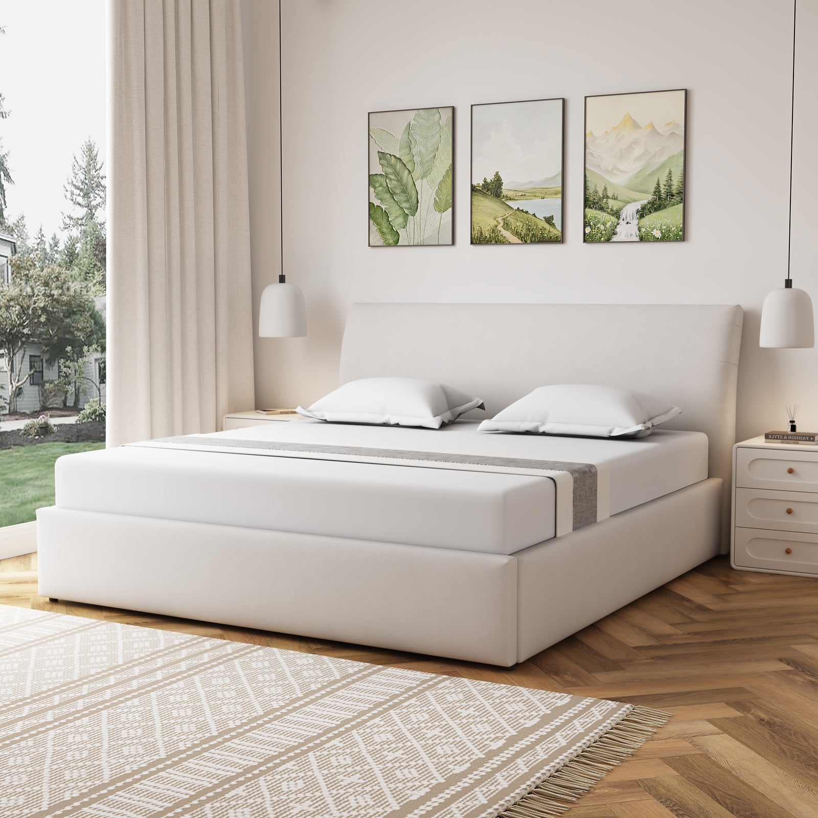 Bethany Fabric Ottoman Bed Frame | Super King | Beige