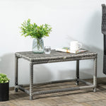 Coffee Table With Woven Top, Plastic Board, Grey