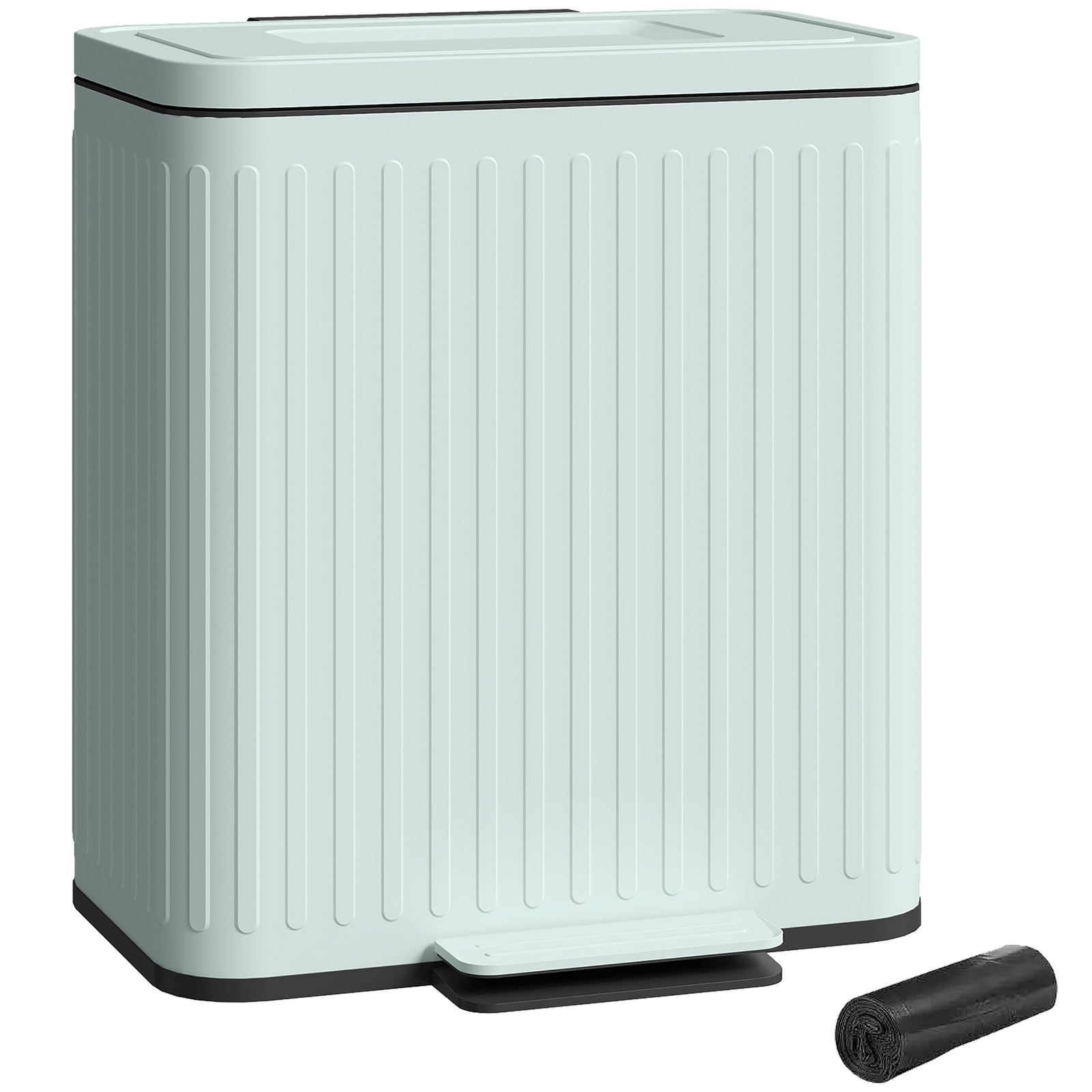 2 X 20l Double Rubbish Bin, Pedal Bin With Rubbish Bags | Green