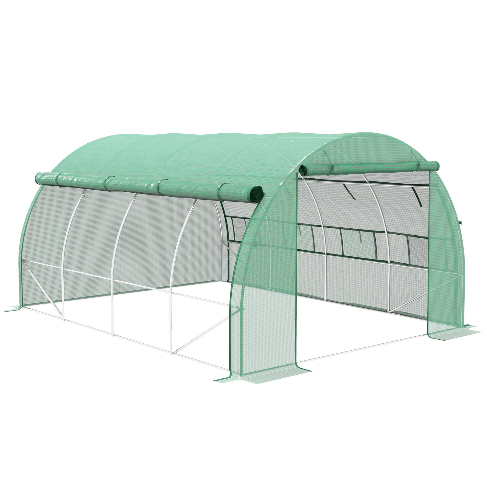 4x3x2m Polytunnel Greenhouse W/ Steel Frame | Green
