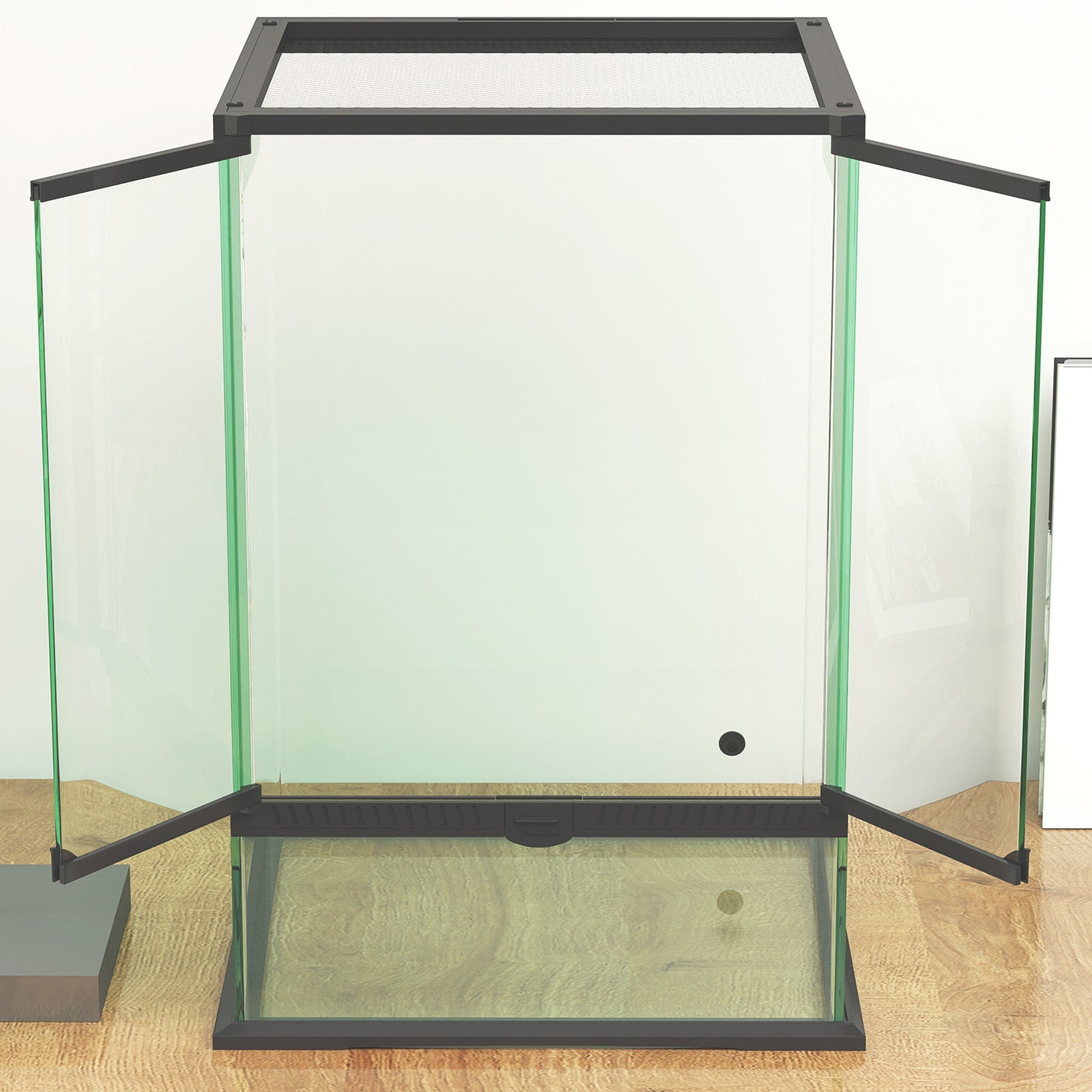 Glass Reptile Terrarium, Vivarium For Lizards, Frogs, Snakes, Turtles | Black