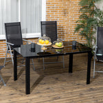Outdoor Garden Dining Table For 6, Glass Top, Black
