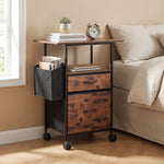 Vintage Filing Cabinet With Casters | 2 Drawer | Black & Brown