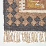 Jaipur Handwoven Brown And Orange Kilim Wool Rug | 150cm x 95cm | Brown