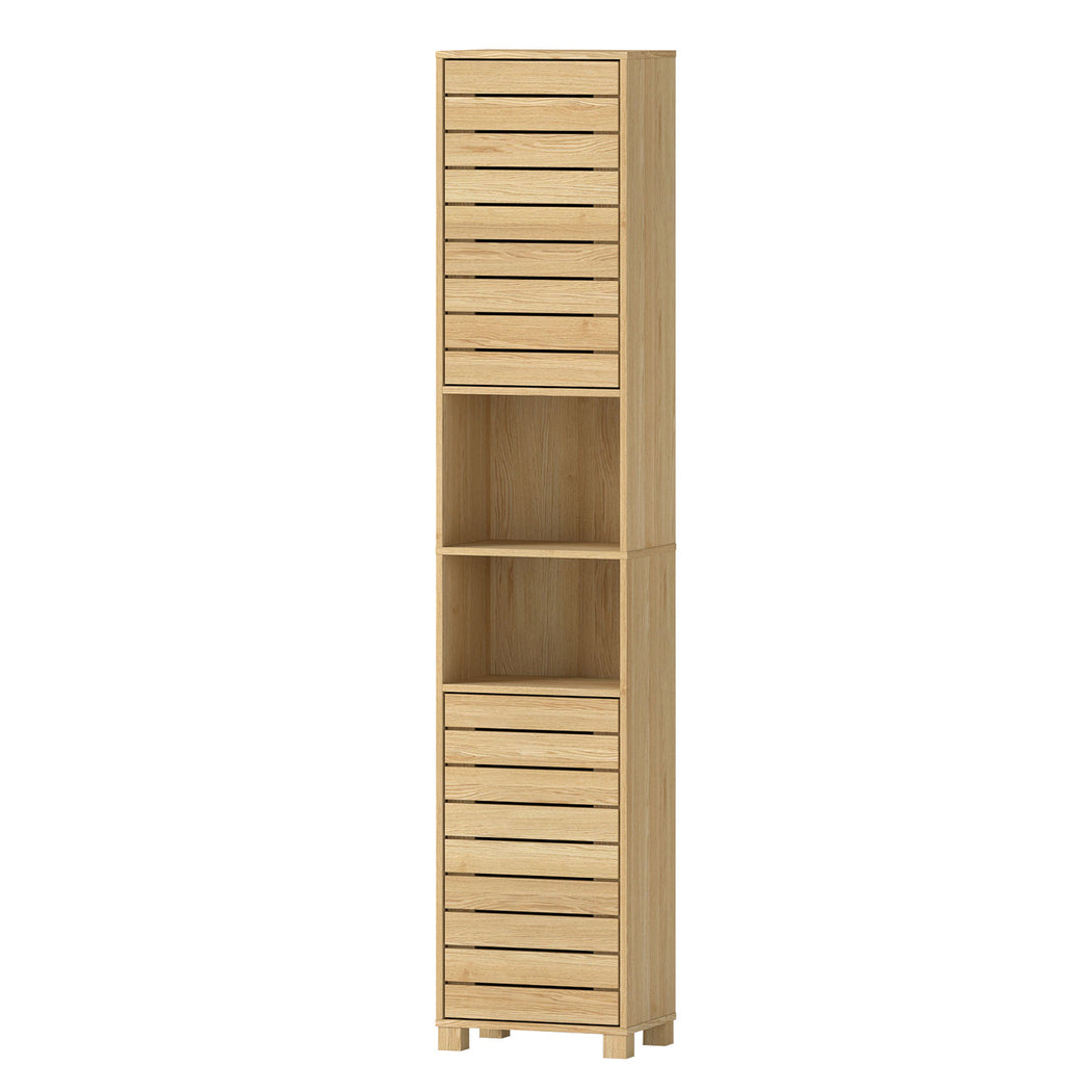 Bathroom Storage Cabinet Hallway Tall Cupboard Adjustable Shelf Oak