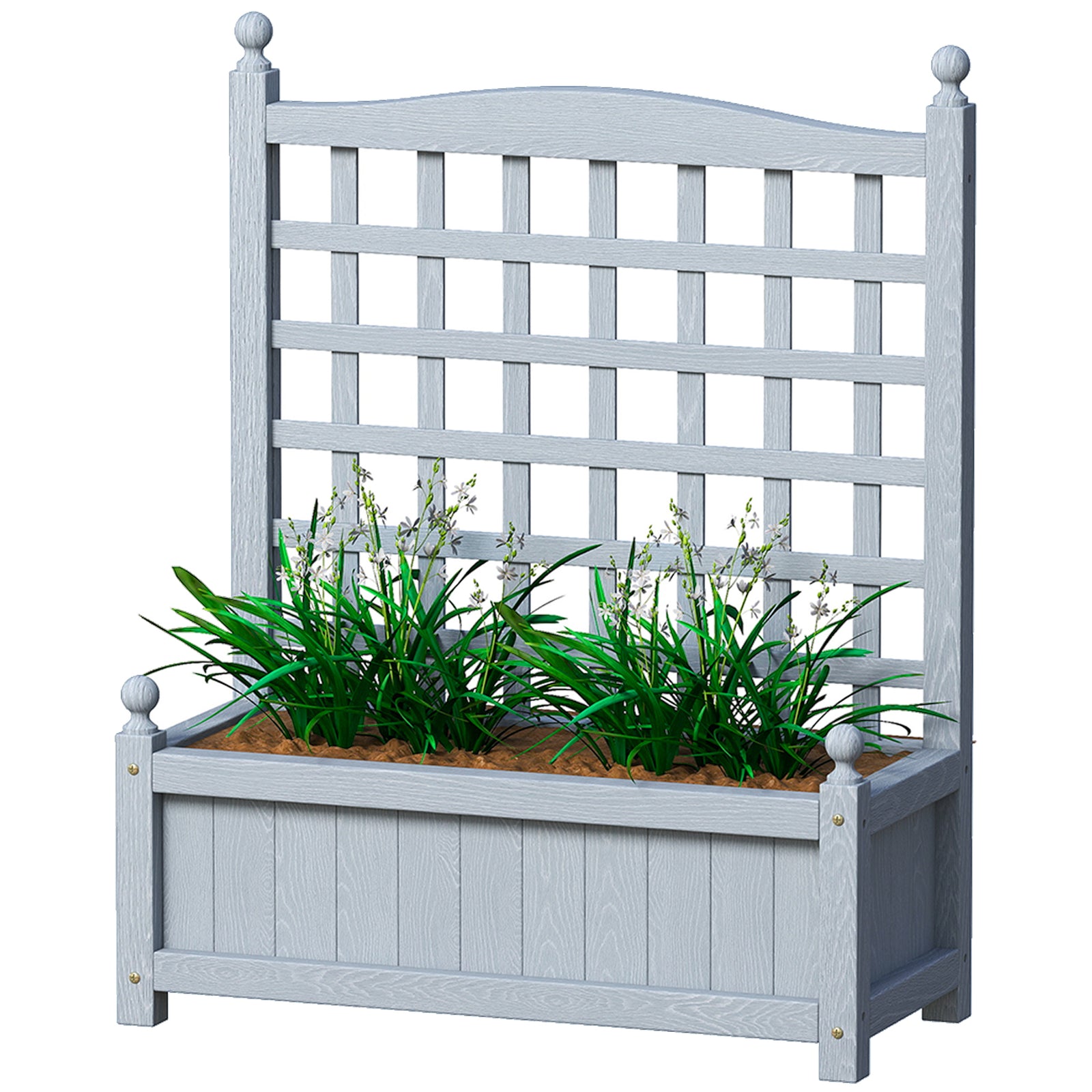 Raised Garden Bed With Trellis Indoor Planters Grey