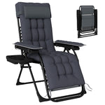 Zero Gravity Chair Sun Lounger With Cup Holder, Cushion | Dark Grey