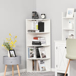 4 Tier Wood Corner Shelf  Unit Freestanding Fan Bookshelf | One Size | White