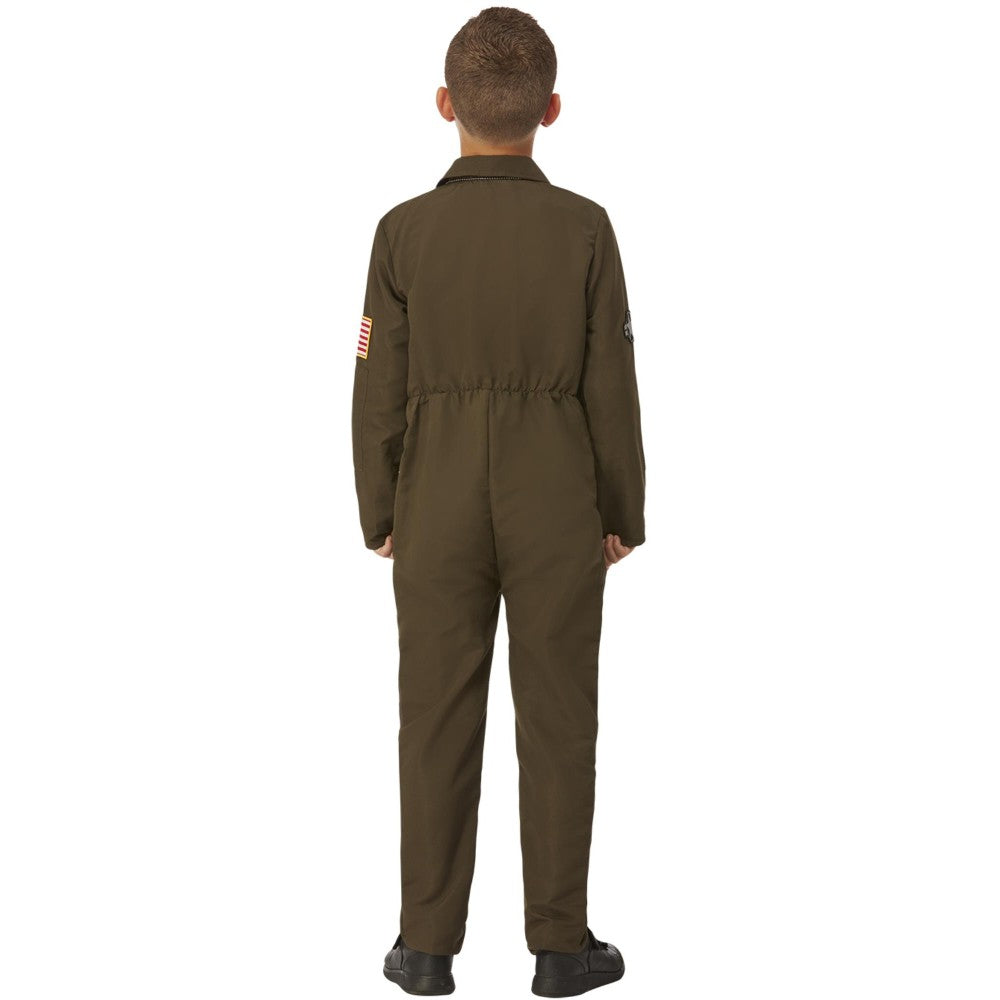 Top Gun Maverick Child's Aviator Costume, Green | Age 7-9