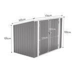 Garden Storage Shed Bike Metal Pent Tool Shed House Galvanized Steel Can Put 2-3 Bicycles (d105x W176x H130cm) | Grey