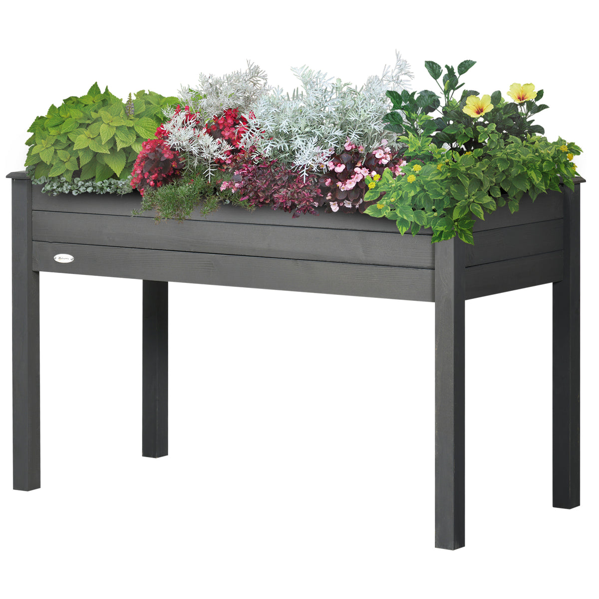 Outsunny Garden Wooden Planter Flower Raised Bed