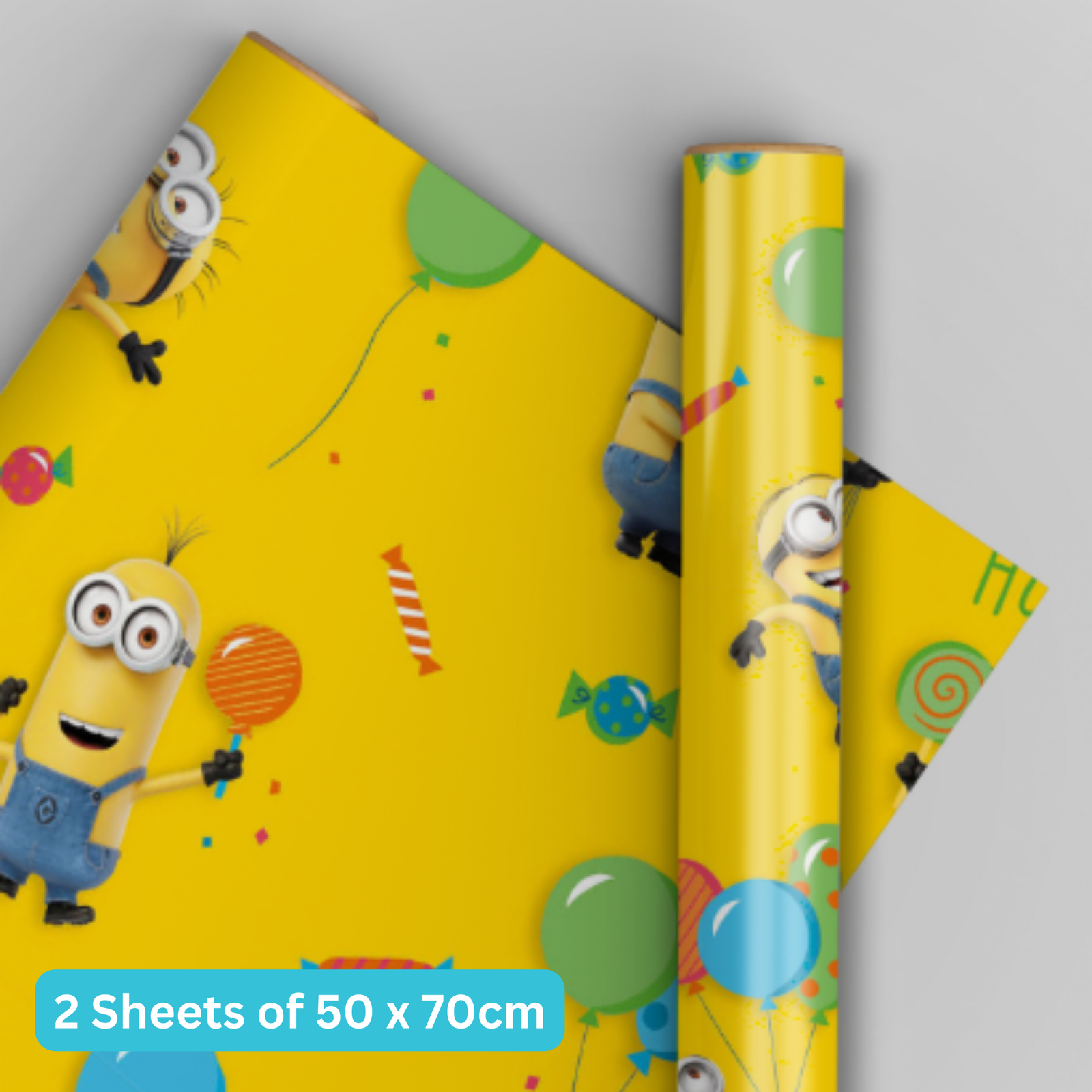 Minions Wrapping Paper 2 Sheets & 2 Tags