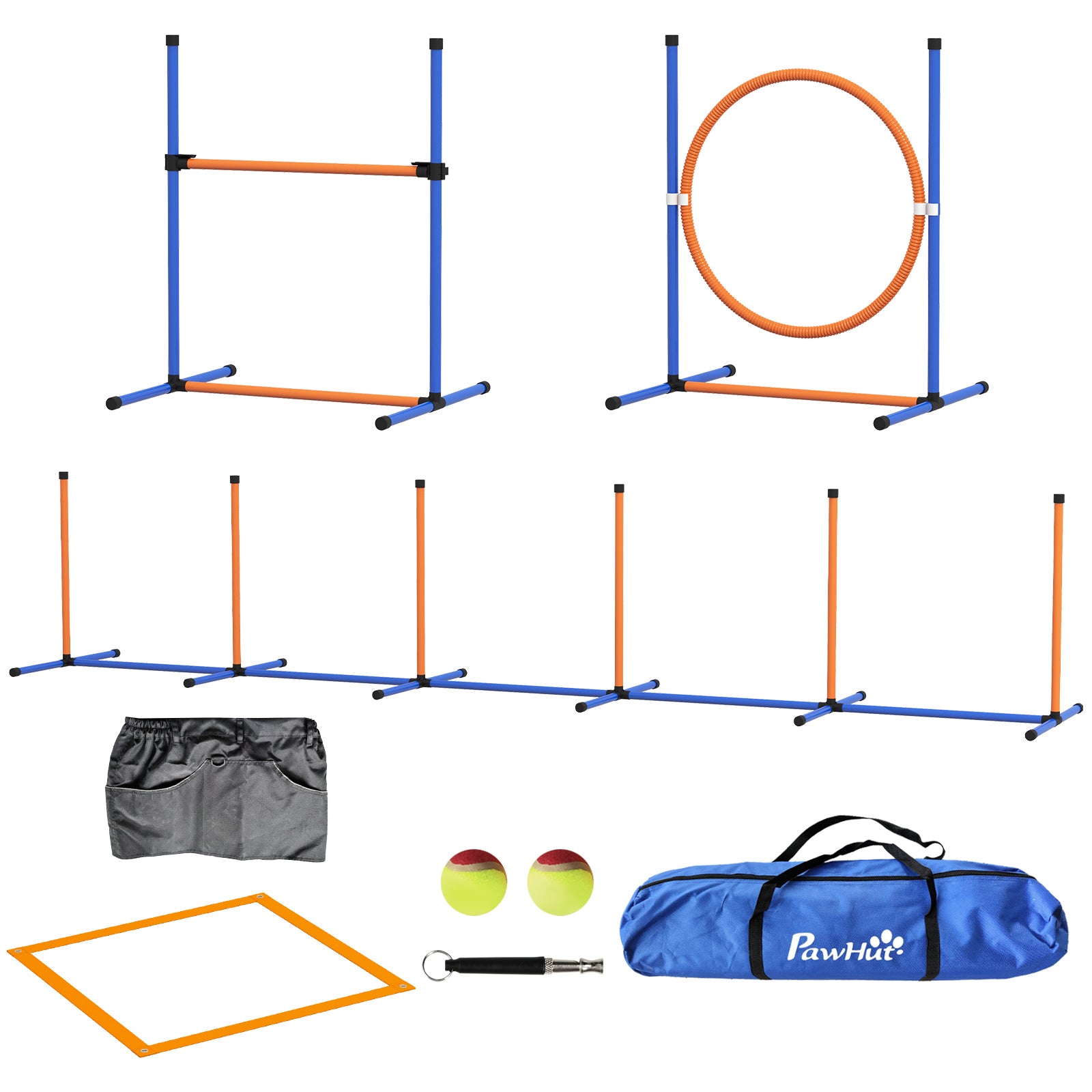 8 Piece Dog Agility Equipment Set, Outdoor Agility Kit For Pet, Orange