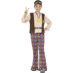 Hippie Boy Costume, With Top, Attached Waistcoat | Age 10-12