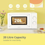 700w Countertop Microwave Oven, 20l Compact Microwave With Dual Control Knobs | White