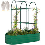 4 X 2 X 4.6ft Galvanised Raised Garden Bed With Trellis | Green