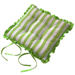 HOMESCAPES Reversible Green Frilled Cushion Seat Pad With Ties Retro Flower