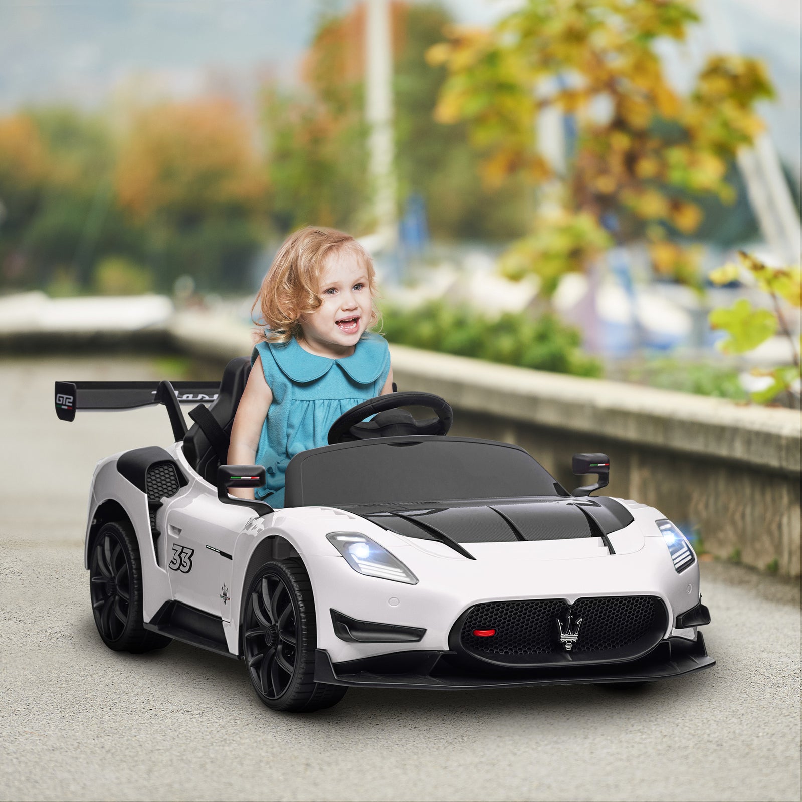 Maserati Gt2 Licensed 12v Electric Ride On Car W/ Remote | White