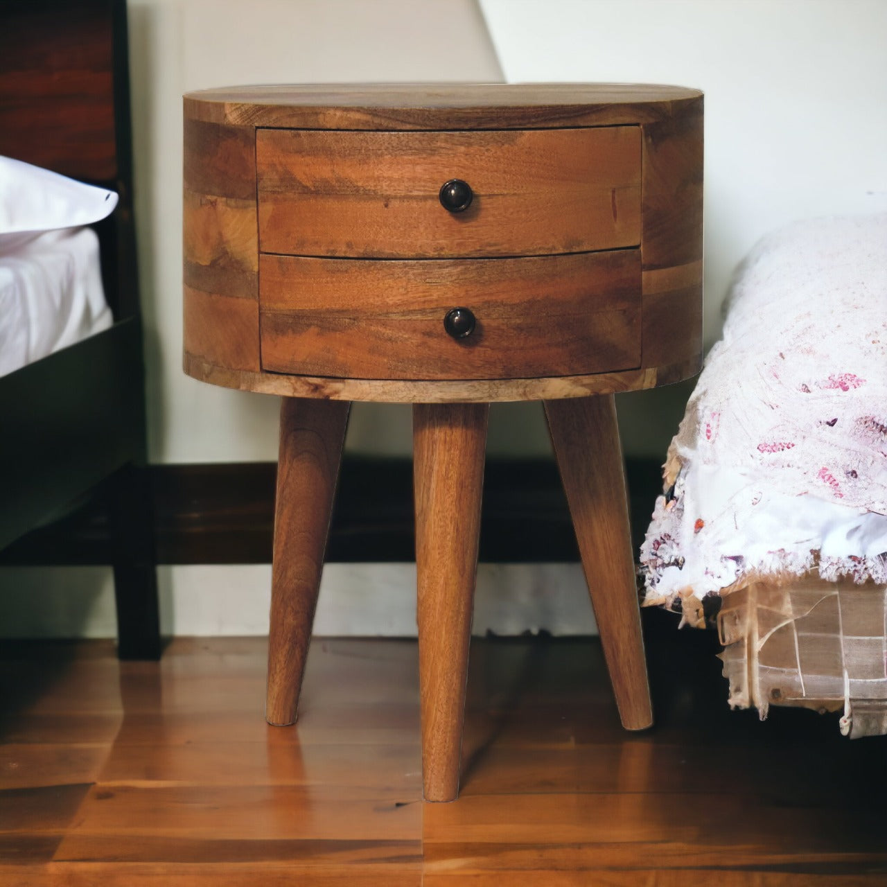Solid Wood Odyssey Oak-ish Tripod Bedside