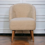 Solid Mango Wood Cream Boucle Tub Chair