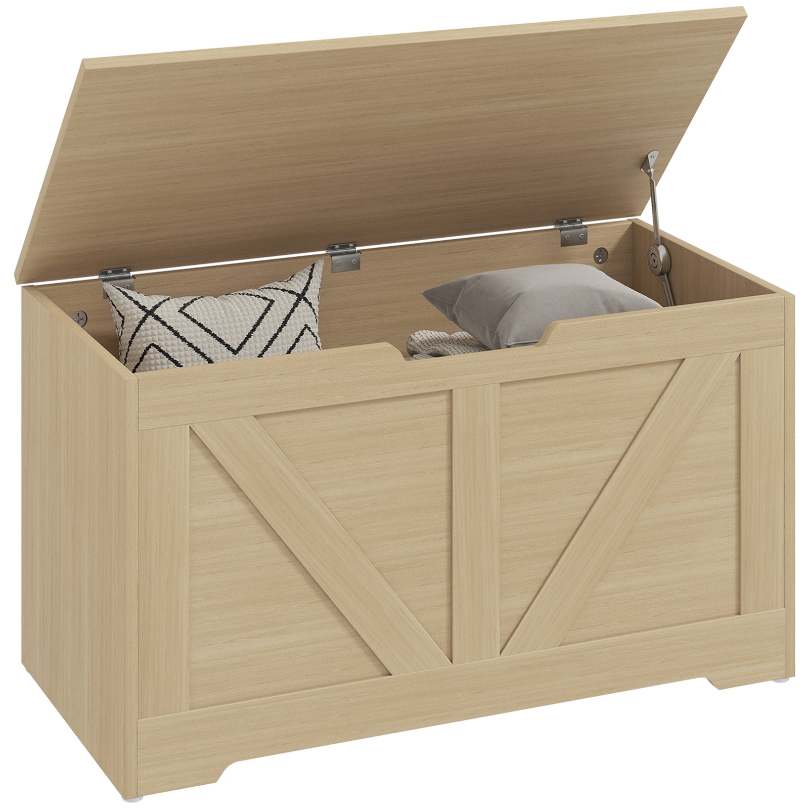 Storage Trunk With 2 Safety Hinges, 80cm | Natural