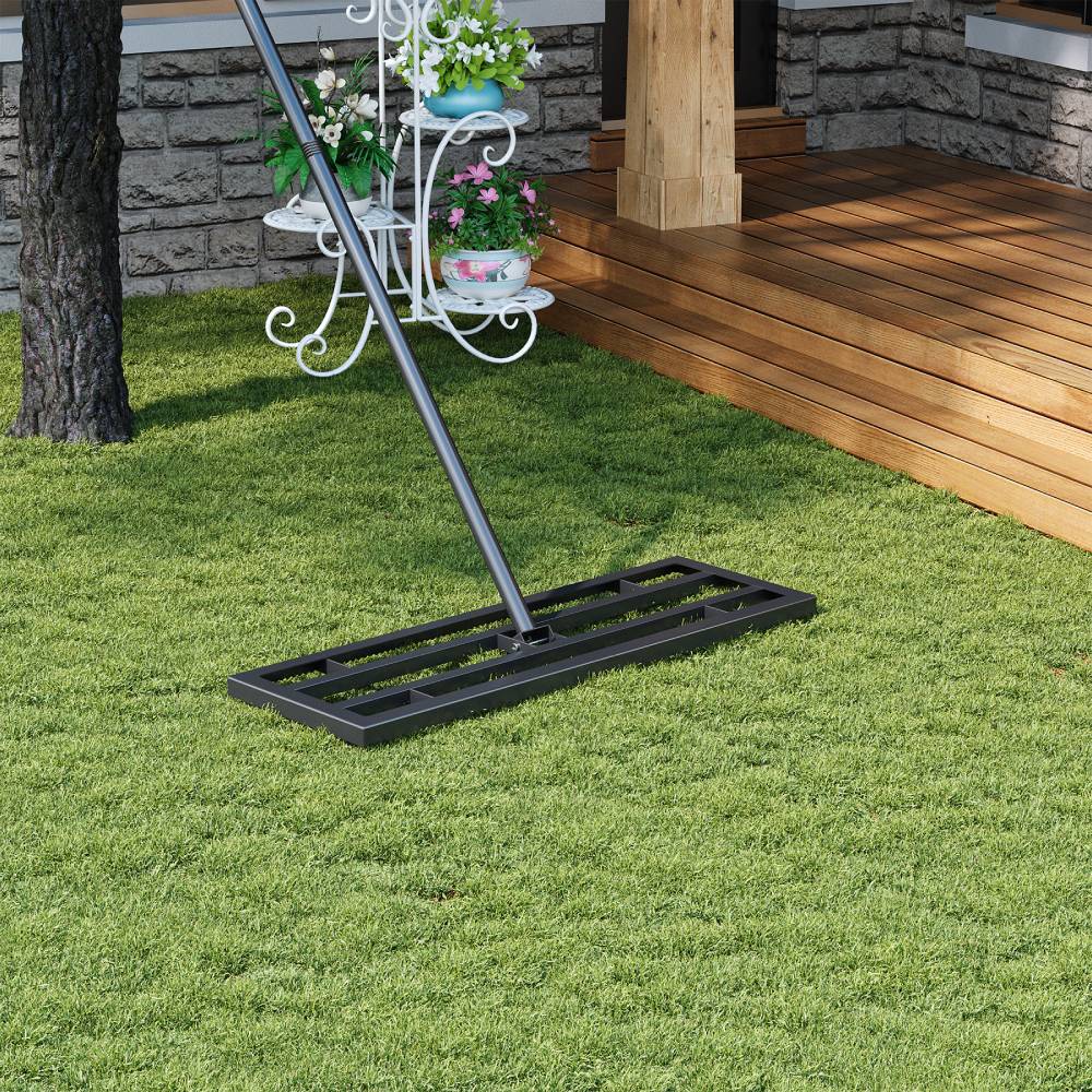 30"x10"/45"x10"garden Lawn Levelling Rake With Serrated Design 84"long Handle | Small