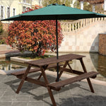 Solid Wood Rectangle Picnic Table And Bench Set | Large