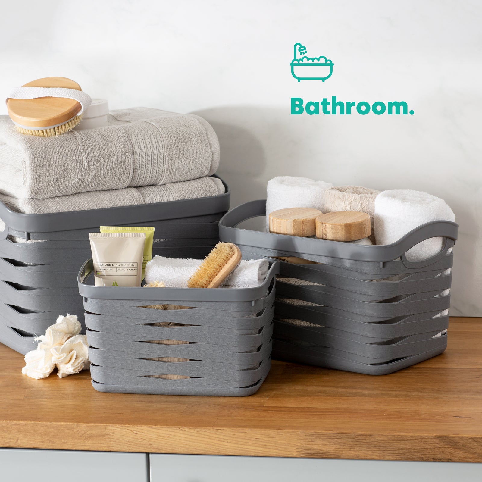 Kaari Grey Woven Basket - 7l