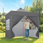 3 X 3 M Heavy Duty Pop Up Gazebo With Sides, Upf50+ Marquee Gazebo | Dark Grey