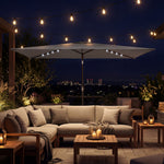 3 X 2 M Garden Parasol Umbrella With Light, Outdoor Patio Umbrella | Dark Grey