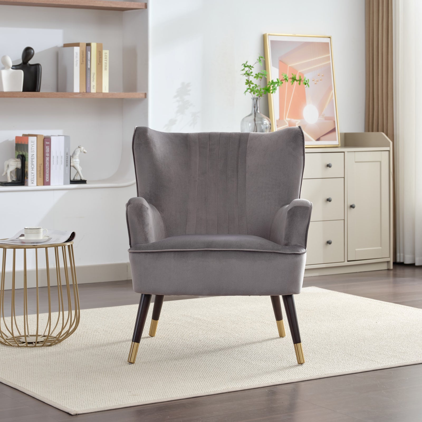 Madison Velvet Fabric Accent Chair | Grey