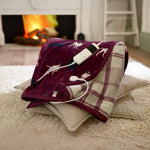 Hounds Heated Throw Blanket – 140x180cm Houndstooth Check With Adjustable Heat Control | 140cm x 180cm | Burgundy