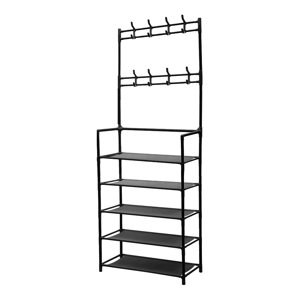 Entryway 5 Tier Shoe Rack With Coat Hanger