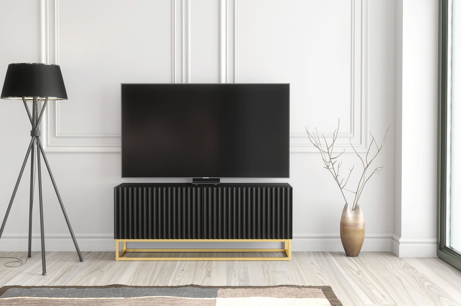 Ripple Tv Unit 100cm - Fluted Design | Large-Medium | Black