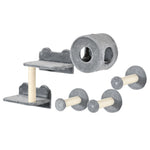 5pcs Cat Wall Furniture With Perch, Cat Condo, Scratching Post - Grey