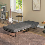 Folding Bed With Mattress, Dark Grey