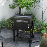 Charcoal Grill Trolley, Adjustable Height, Smoker | Black