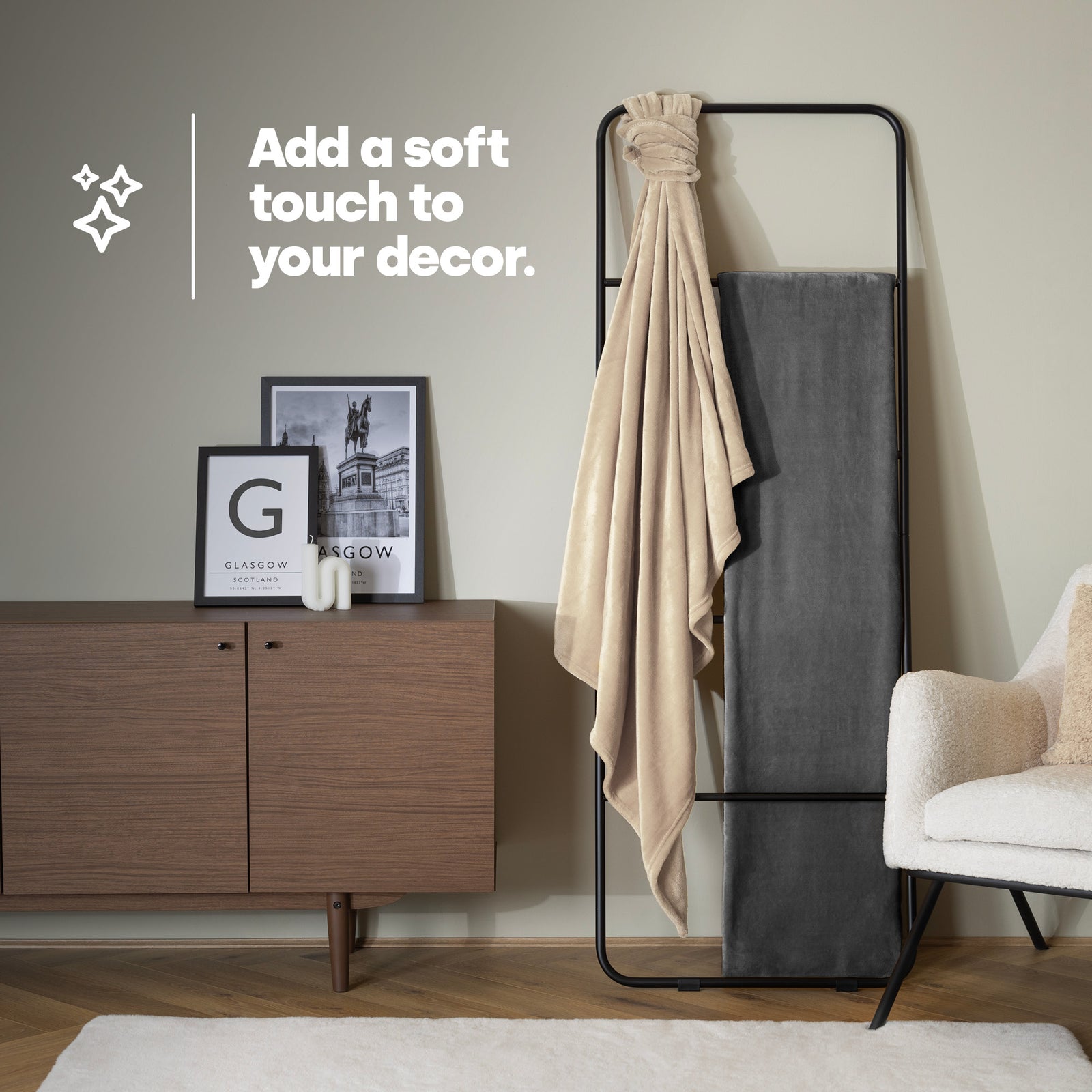 Single Fleece Blanket - Champagne