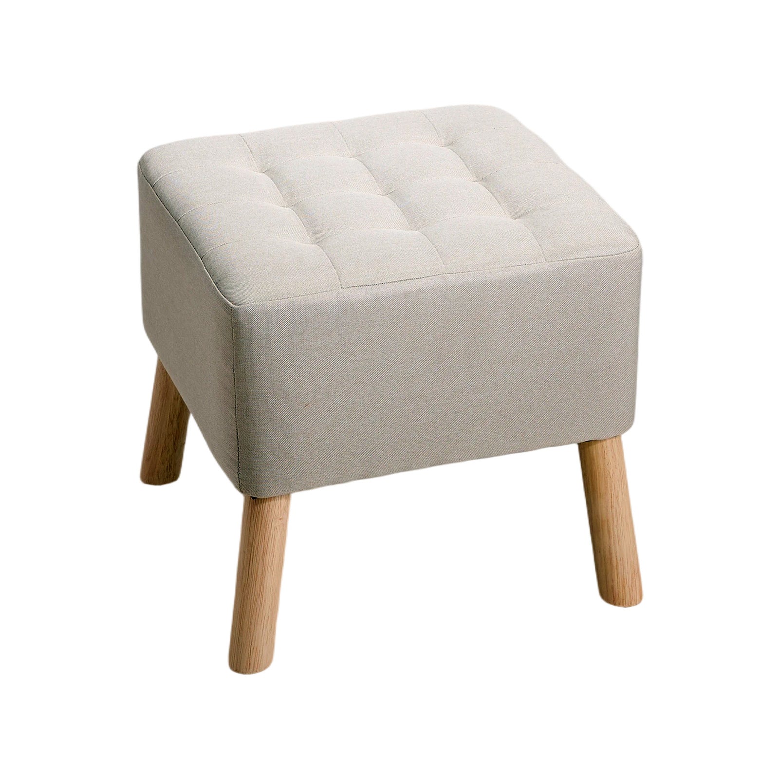Linen Upholstered Footstool | Light Grey