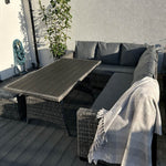 York 8 Seat Mixed Grey Rattan Corner Sofa Dining Set