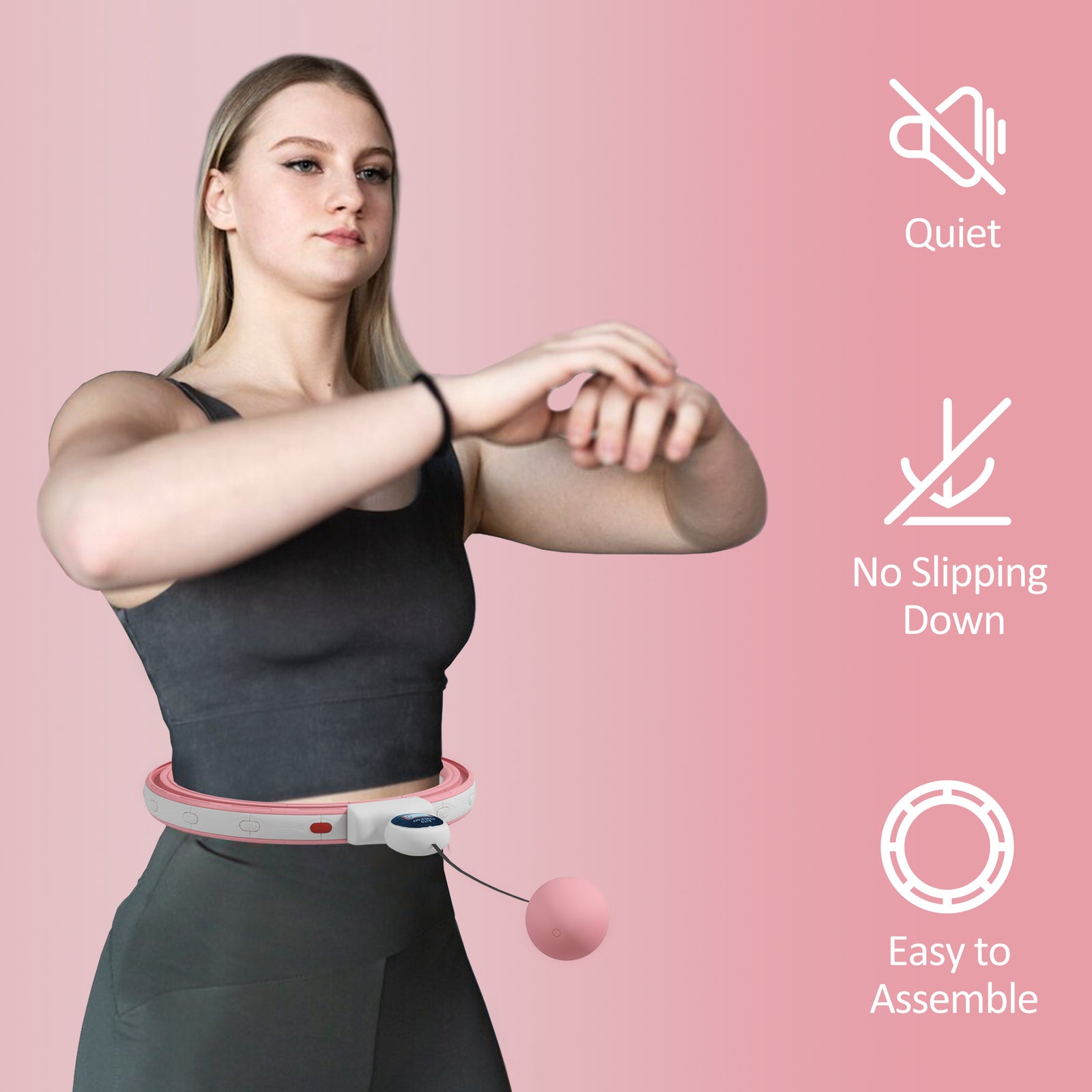 Smart Weighted Hula Hoop With Digital Counter | Pink