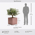 Zinc Galvanised Square Planter | 60cm x 60cm x 60cm | Rose Gold