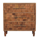 Solid Wood Arno Chest - Teak, 3 Drawers, Light Brown