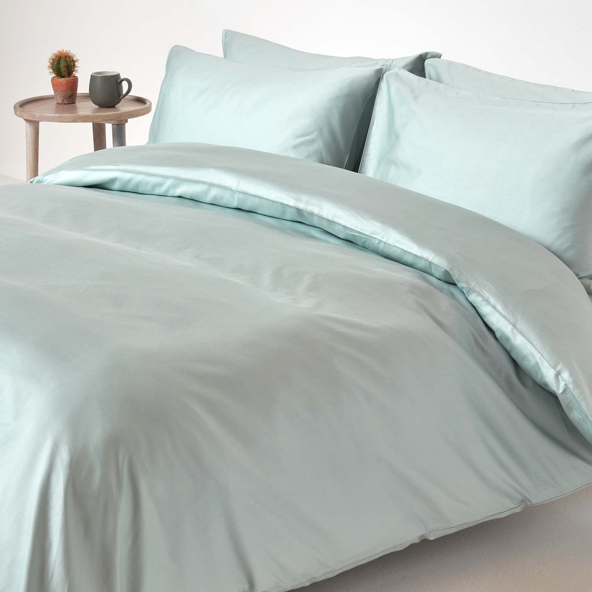 Organic Cotton Duvet Cover Set 400 Tc | Single | Duck Egg Blue