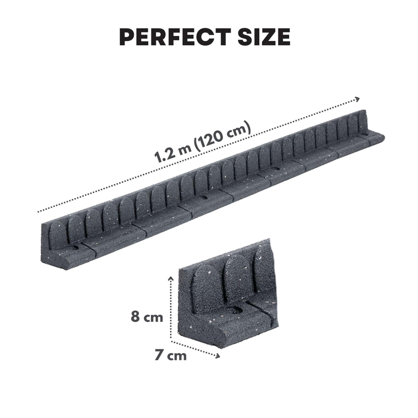 Lawnmover Friendly Rubber Garden Border 1.2m | Set of 18 | Gray