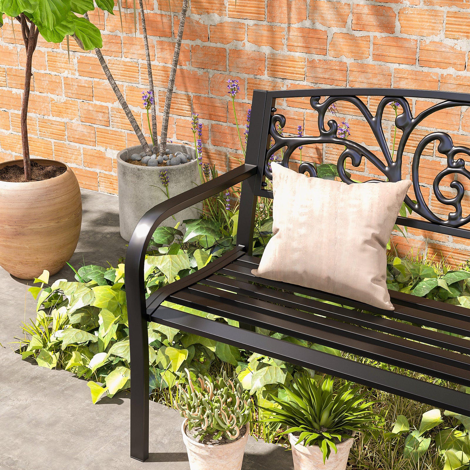 Metal Garden Bench 2 Seater Outdoor
