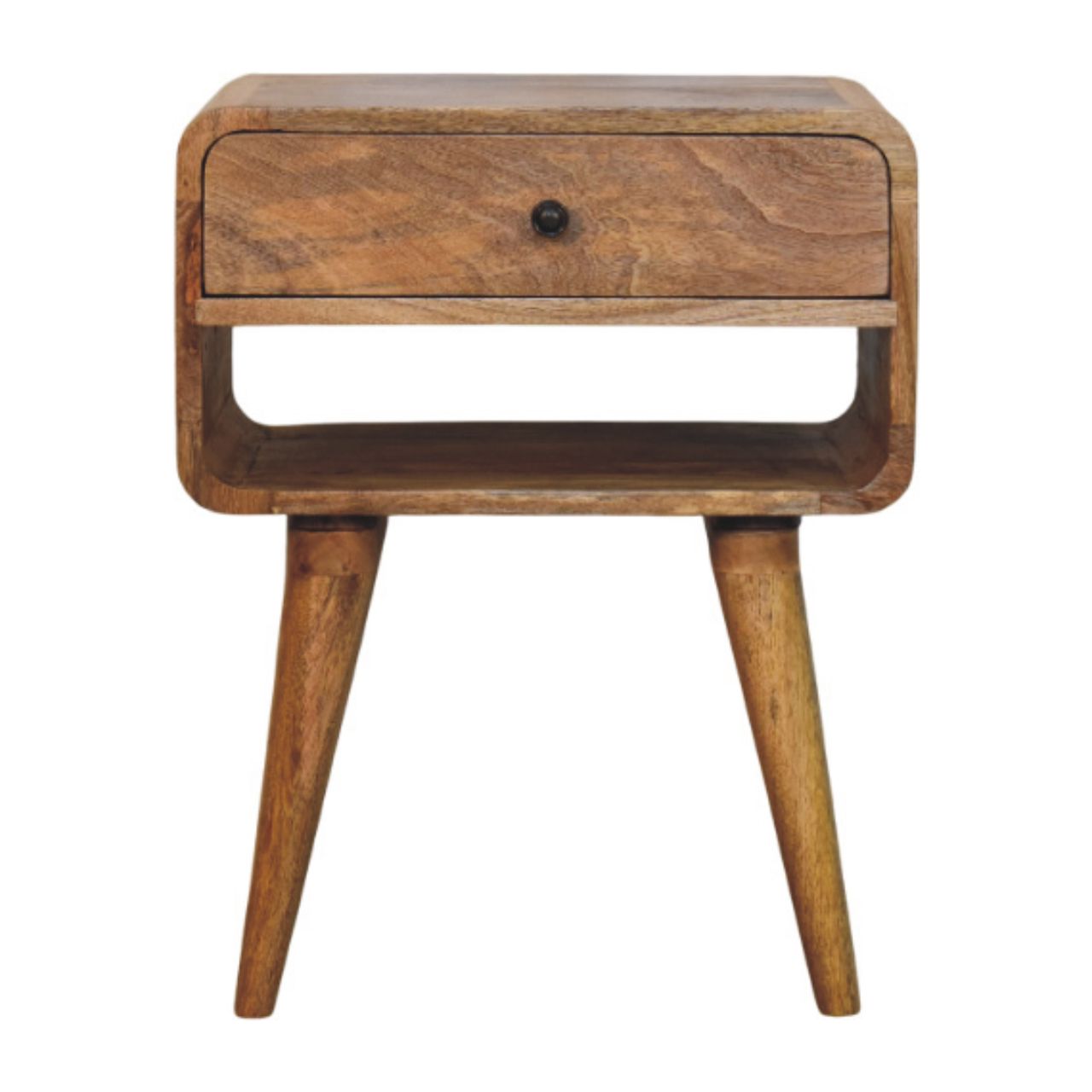 Solid Wood Avora Oak-ish Nightstand With Drawer And Open Slot
