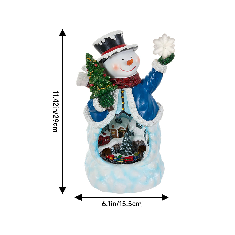 Christmas Xmas Snowman Music Box Ornament With Lights