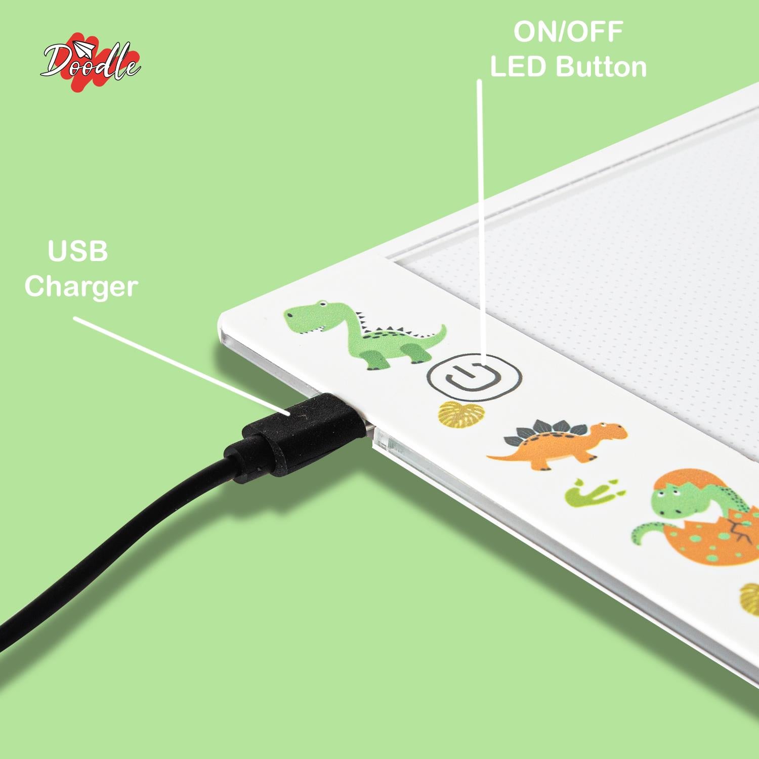 A4 Ultra-thin Portable Led Tracing Pad With Usb Cable, Dinosaur