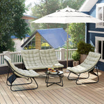 4 Pc Garden Furniture Set With Loveseat, Chairs, Table | Light Grey